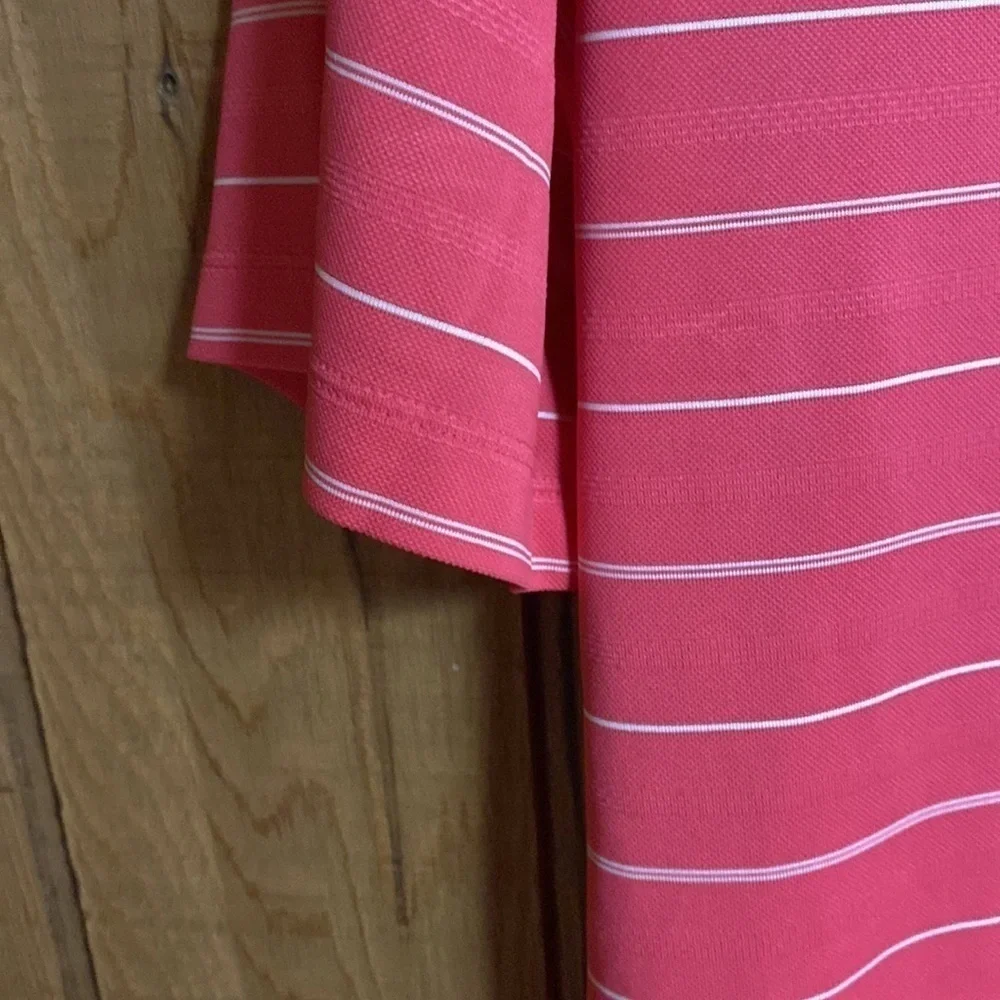 Nike Golf Dri Fit‎ Men’s hot pink white striped breathable polo shirt siz…